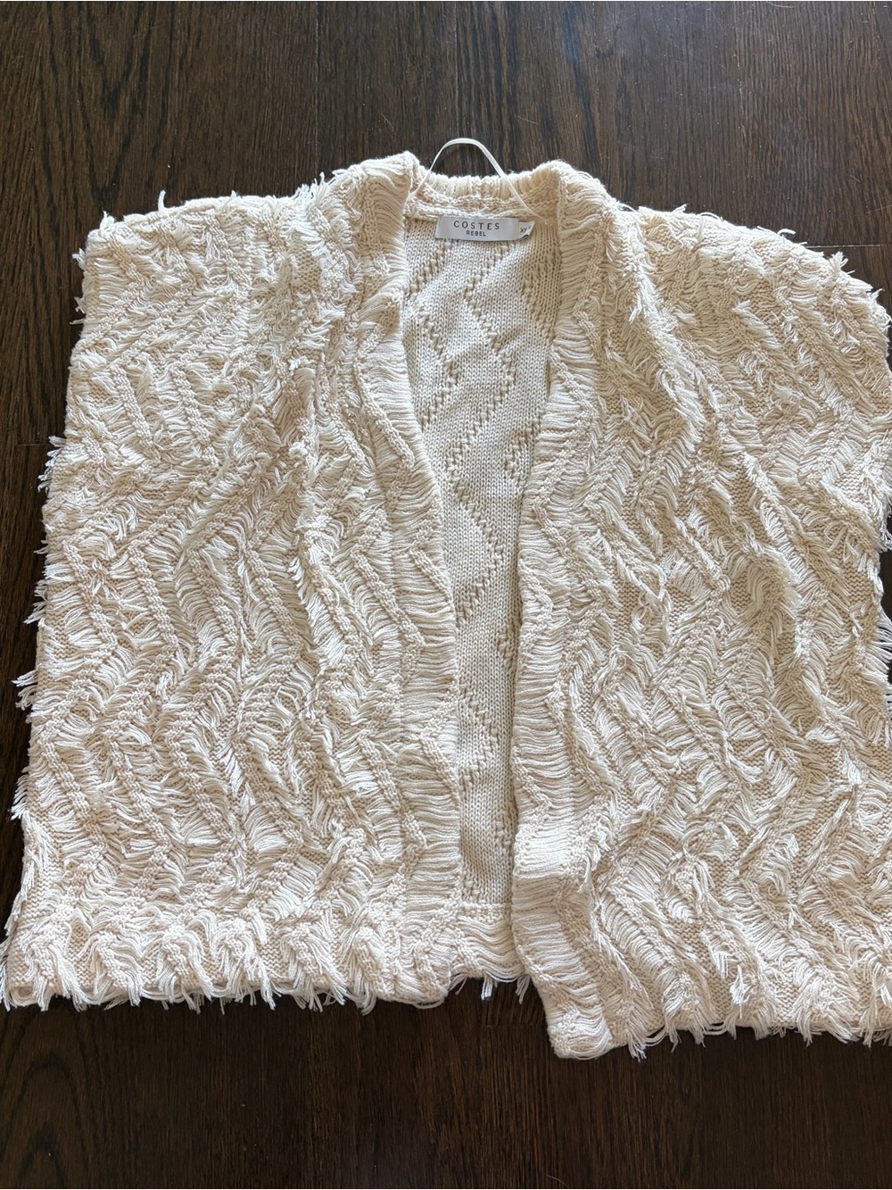 Cozy COSTES Cream Open-Front Textured Cardigan